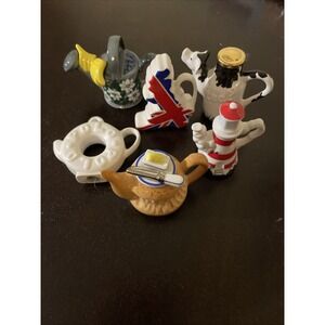 Vintage Mini Teapots Lot of 6 Creamers Water Can, Teapots 1.5" - 4.5"